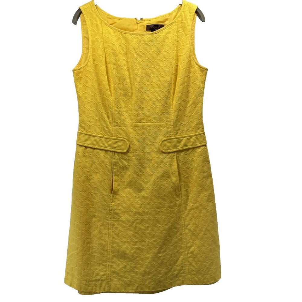Eliza J Women's‎ Dress 8 Solid Yellow Pockets Old Money Zipper Old Money Lined